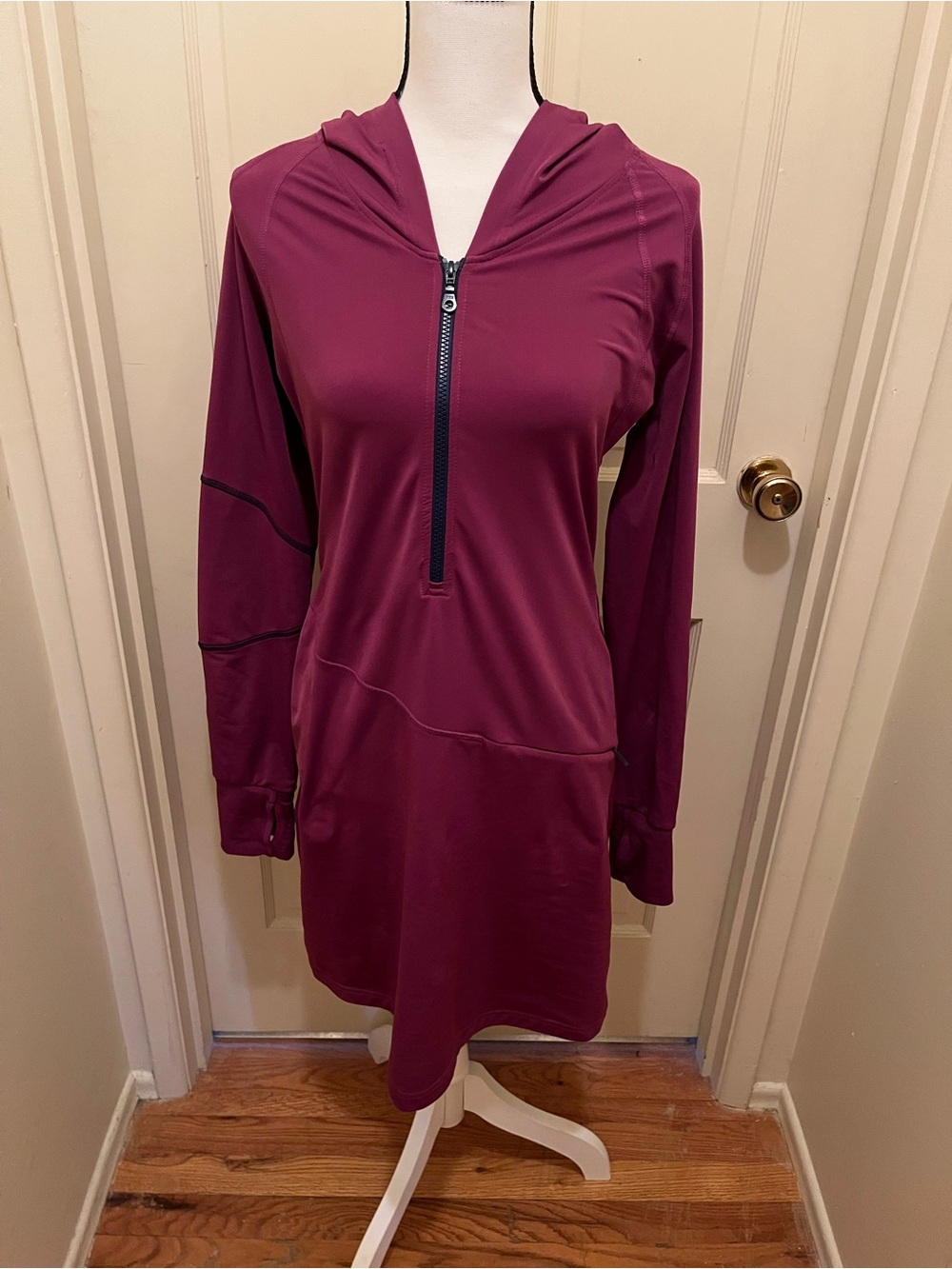 Title Nine S Women's Active Hoodie Dress Quarter Zip Purple Regulator EUC